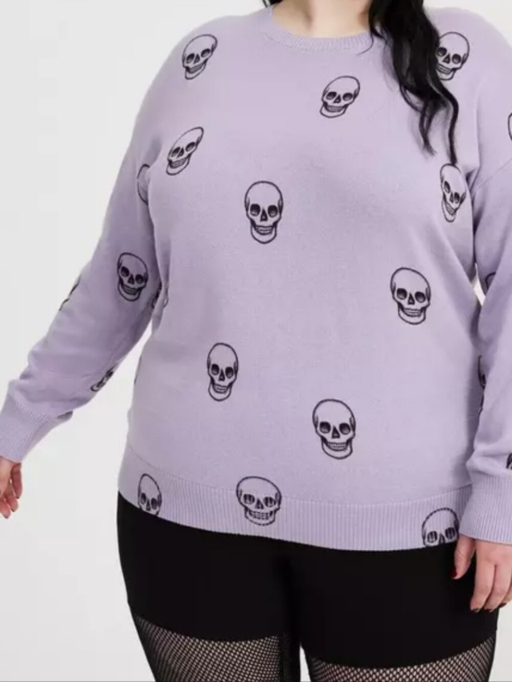 Torrid NWT Cotton Cashmere  Pullover Sweater Classic Skulls Wisteria Size 1- 1X